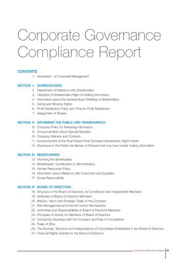 Corporate Governance Compliance Report - Zorlu Enerji