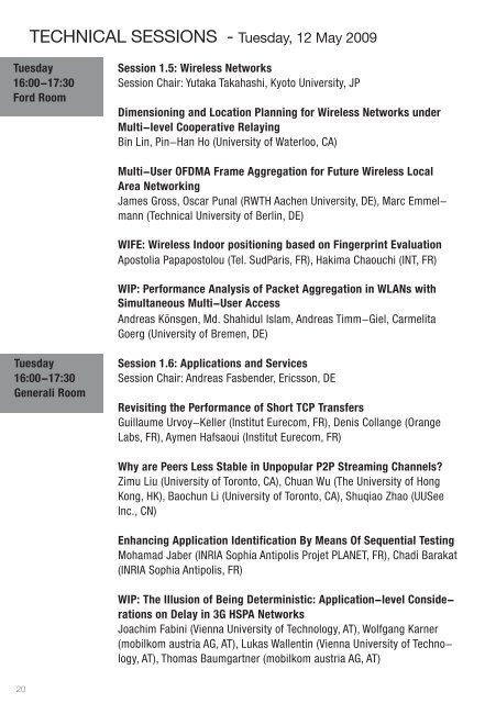 IFIP Networking 2009 Programme - RWTH Aachen University