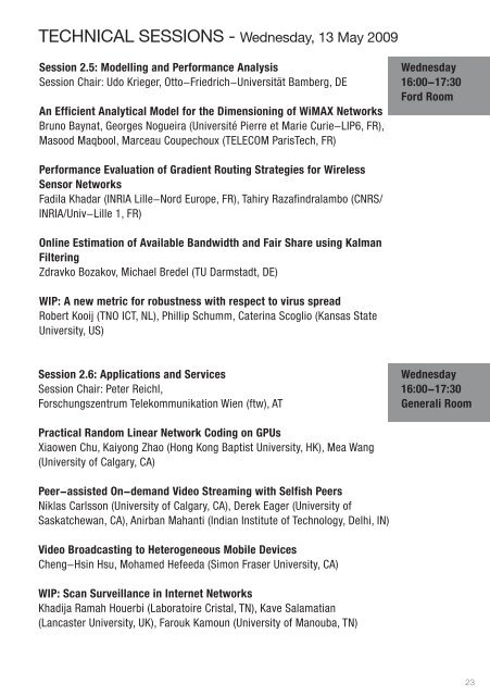 IFIP Networking 2009 Programme - RWTH Aachen University