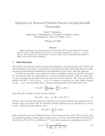 An Explicit Formula for Restricted Partition Function through ...