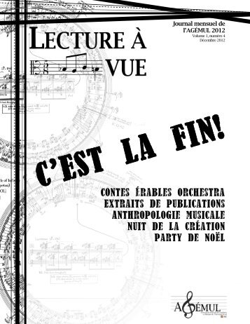 Volume 1, n° 4 - Faculté de musique - Université Laval