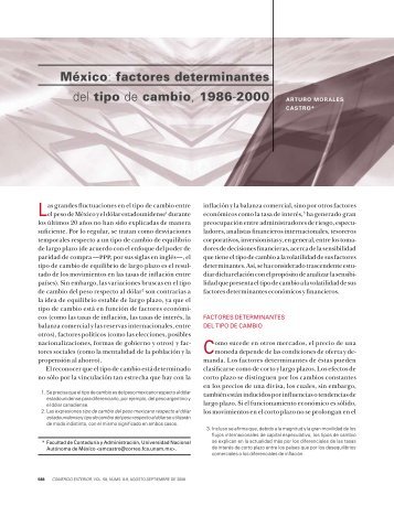 México: factores determinantes del tipo de cambio, 1986-2000