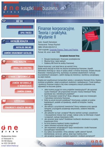 Finanse korporacyjne. Teoria i praktyka. Wydanie II - Structum