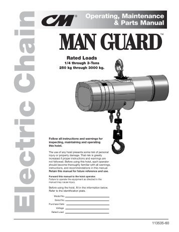 Budgit Man Guard Manual.indd - Columbus McKinnon Corporation