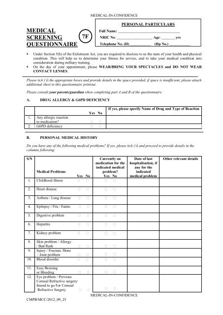 MEDICAL SCREENING QUESTIONNAIRE 7F - Ns.sg