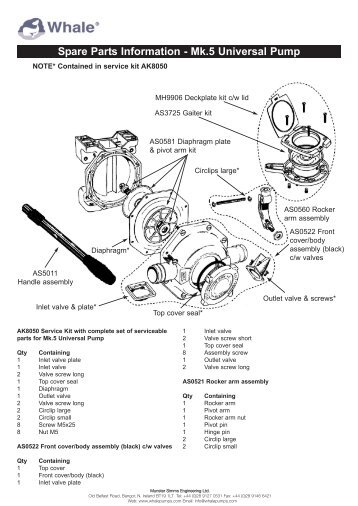 Whale MK5 Bilge Pump Exploded Drawing - Safety Marine