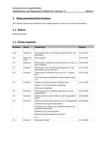 DARSTELLUNG VON DIAGNOSEN - HL7 Deutschland eV