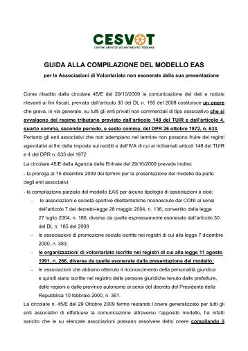 guida alla compilazione del modello eas - Cesvot