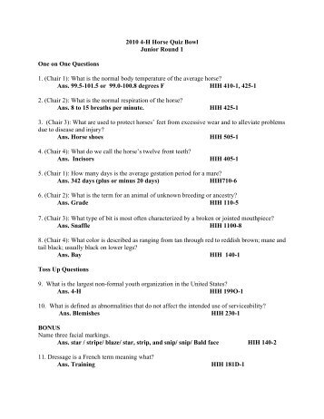 2010 State Junior Questions Round 1 - Georgia 4-H