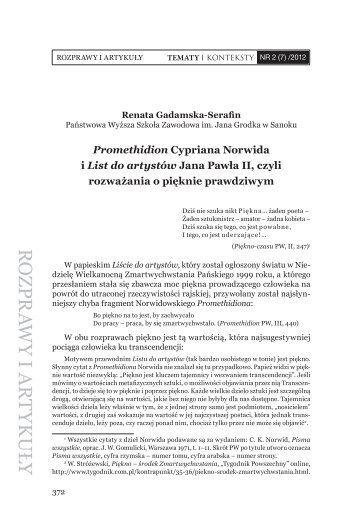 Promethidion Cypriana Norwida i List do artystÃ³w Jana PawÅa II ...