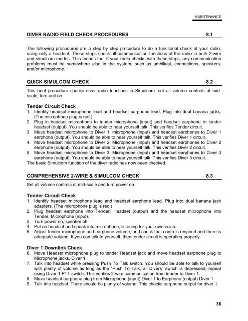 MODEL 2820A & 2825A Two Diver CommunicatorâUser Manual