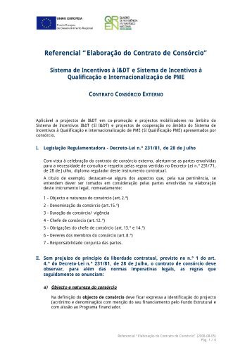 Referencial Contratos de Consórcio - Compete - QREN