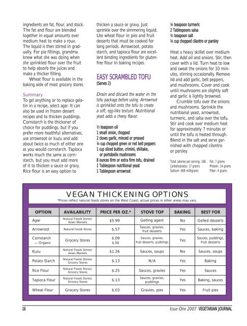 Vegan Thickeners - The Vegetarian Resource Group