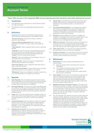 Account Terms - Standard Chartered Bank