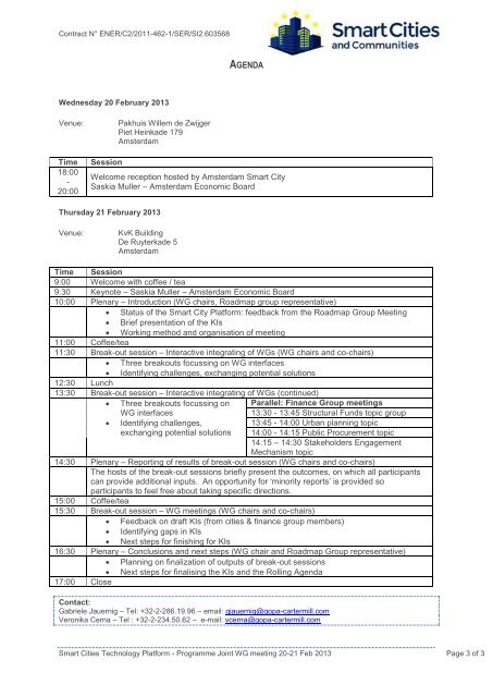 SMP Agenda - Smart Cities Stakeholder Platform