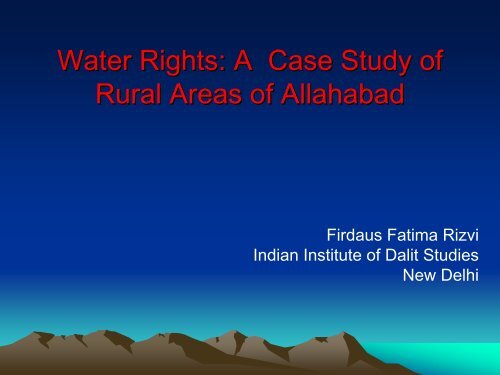 Water Rights: A Case Study of Rural Areas of Allahabad