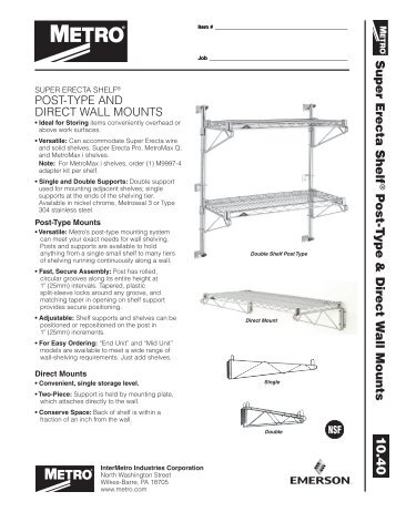 Super erecta shelf post-type and direct wall mounts - Metro