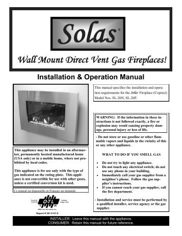 Solas Owners Manual - Hearth Innovations