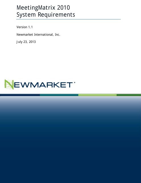 MeetingMatrix 2010 System Requirements - Newmarket ...