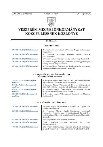 2011/4 4. szÃ¡mÃº kÃ¶zlÃ¶ny - VeszprÃ©m megye honlapja