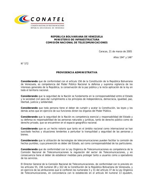 la Providencia Administrativa publicada el 1 de ... - Info Venezuela