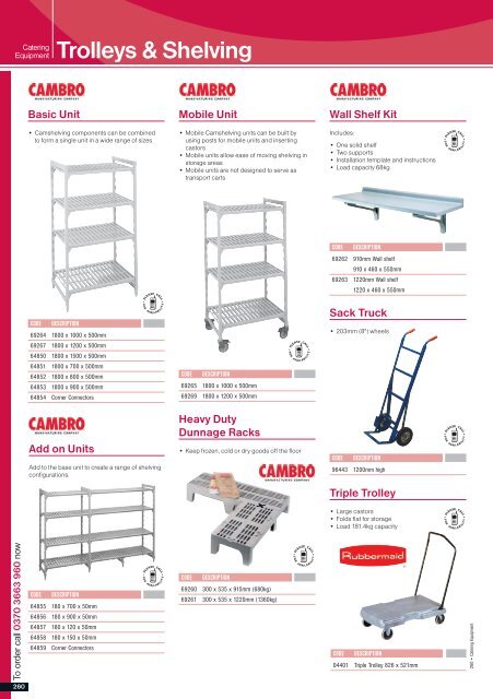 Trolleys & Shelving - Catering Equipment