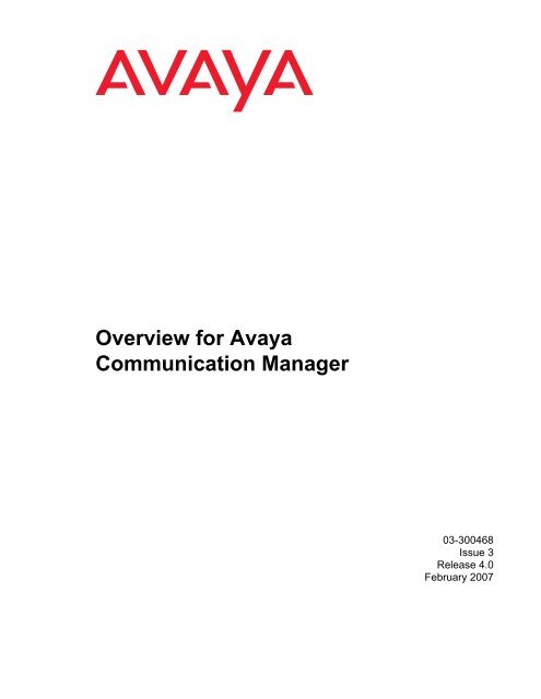 Overview For Avaya Communication Manager Avaya Support