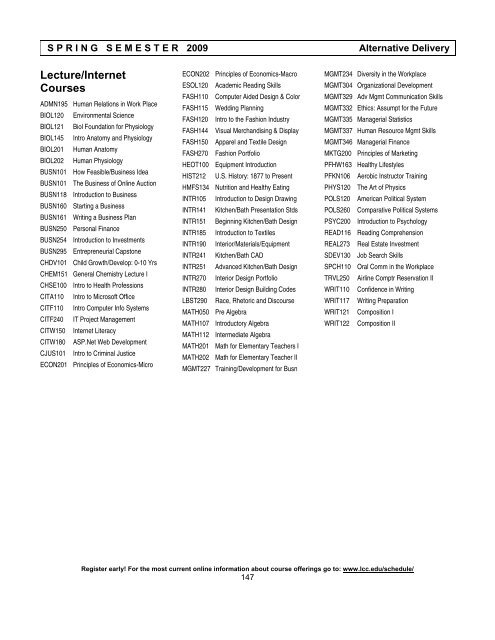 Course Index - Lansing Community College