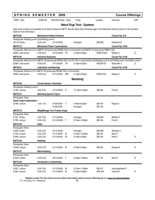 Course Index - Lansing Community College