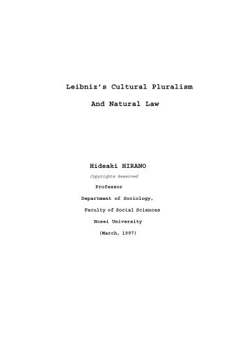 Leibniz's Cultural Pluralism And Natural Law