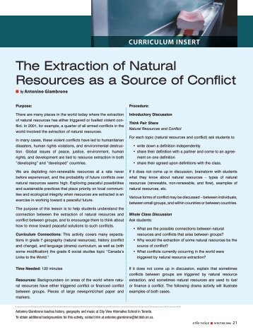 The Extraction of Natural Resources as a Source of Conflict (PDF ...