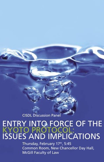 entry into force of the kyoto protocol: issues and implications - CISDL