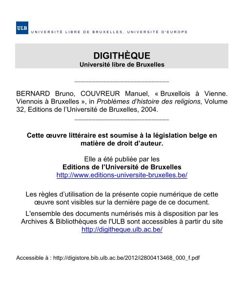 DIGITHÈQUE - Université Libre de Bruxelles