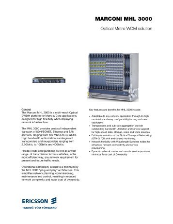 Marconi MHL 3000 Metro datasheet - telecomnetworks