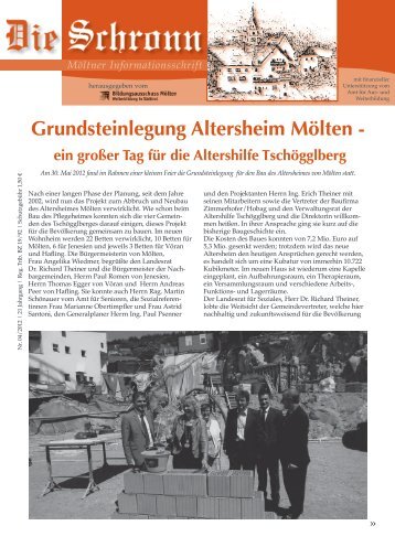 Grundsteinlegung Altersheim Mölten - ein großer Tag für die ...