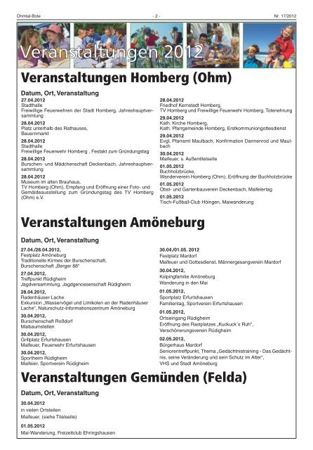 Maifeuer in der Stadt Homberg (Ohm) Maifeuer ... - Gemünden (Felda)