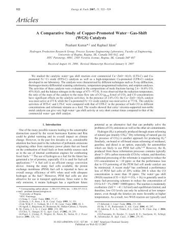 A Comparative Study of Copper-Promoted Water-Gas-Shift (WGS ...