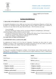 formulaire d'inscrition annee scolaire 2013-2014 ecole maternelle