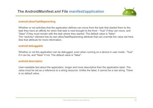 The AndroidManifest.xml File - ìëë¡ì´ë ê¸°ì  ì»¤ë®¤ëí° : Korea ...