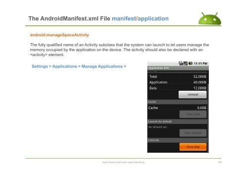 The AndroidManifest.xml File - ìëë¡ì´ë ê¸°ì  ì»¤ë®¤ëí° : Korea ...