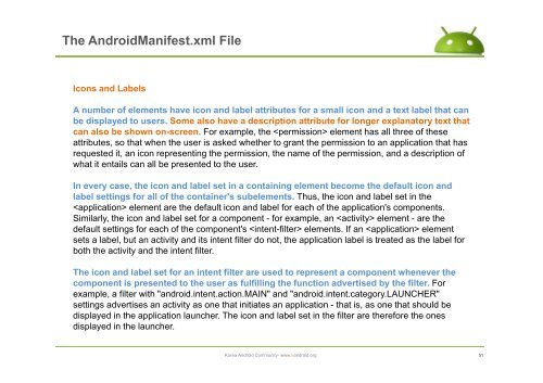 The AndroidManifest.xml File - ìëë¡ì´ë ê¸°ì  ì»¤ë®¤ëí° : Korea ...