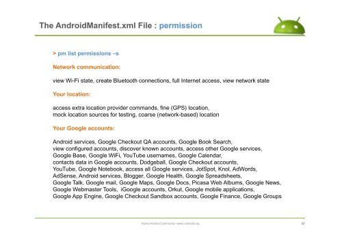 The AndroidManifest.xml File - ìëë¡ì´ë ê¸°ì  ì»¤ë®¤ëí° : Korea ...