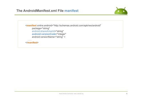 The AndroidManifest.xml File - ìëë¡ì´ë ê¸°ì  ì»¤ë®¤ëí° : Korea ...