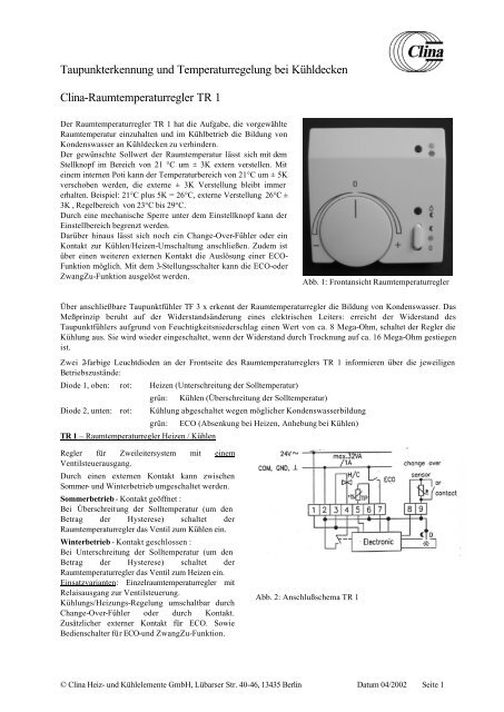 Taupunkterkennung und Temperaturregelung bei ... - Clina Heiz