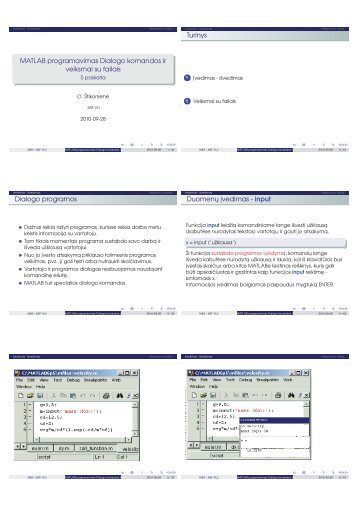 MATLAB programavimas Dialogo komandos ir veiksmai su failais ...