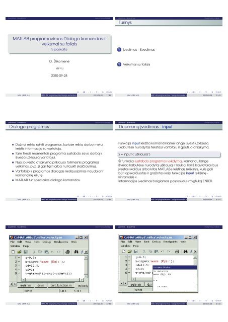 MATLAB programavimas Dialogo komandos ir veiksmai su failais ...