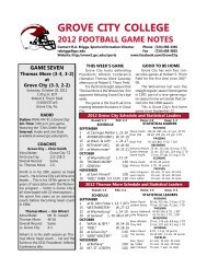 grove city college 2012 football game notes