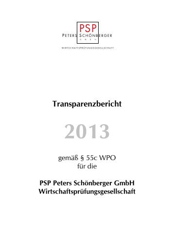 Transparenzbericht - PSP MÃ¼nchen - Peters, SchÃ¶nberger & Partner