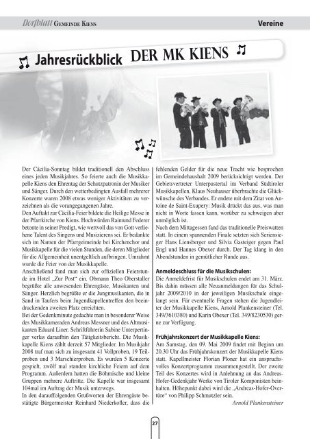 Dorfblatt GEMEINDE KIENS