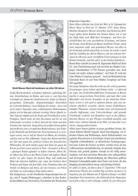 Dorfblatt GEMEINDE KIENS